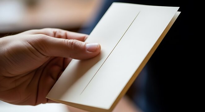 Holding a blank greeting card, awaiting personalized message delivery