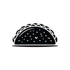 Simple black and white icon of a taco