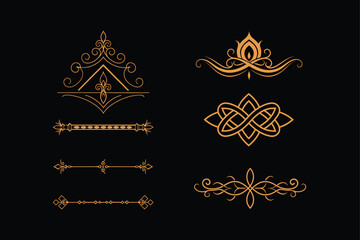 Gold Decorative Designs and Elegant Border Elements