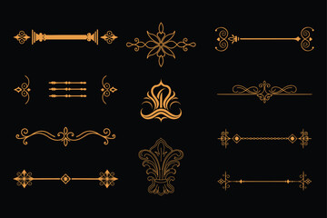 Gold Decorative Designs and Elegant Border Elements