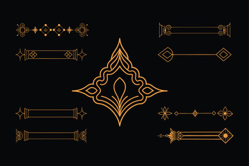 Gold Decorative Designs and Elegant Border Elements
