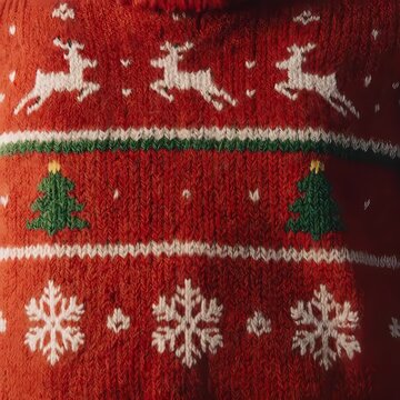 Animated Knitted Christmas Sweater Pattern Loop. Perfect for casual holiday greetings, sale promotions, and fun social media content.