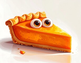 Slice of Pie with Eyes Cartoon Illustration