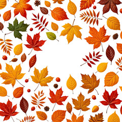 Obraz premium Vivid autumn leaves form a ring around a black void