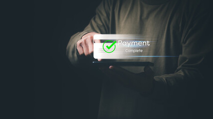 Businessman using a credit card payment with a fast QR code system for convenient spending and secure online shopping transactions