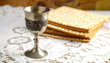 Seder wine cup and matzah