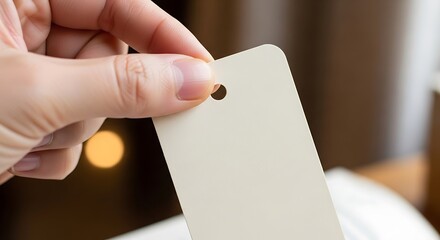 Holding a blank paper tag, ready for a personalized message