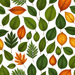 Colorful leaf arrangement on a black background. Various autumnal hues