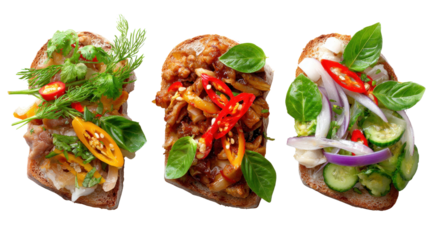 Street Food Photography: Delicious street food photography featuring vibrant dishes and fresh ingredients, isolated on a Transparent background, PNG file.