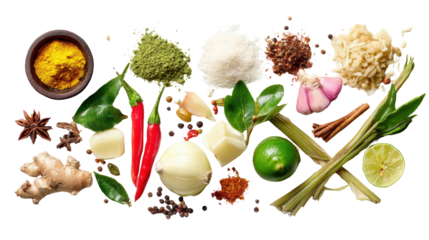 Street Food Photography: Vibrant street food photography featuring fresh ingredients and colorful dishes, isolated on a Transparent background, PNG file.