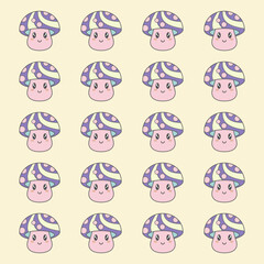 Cute Purple Mushroom Seamless Pattern Vector