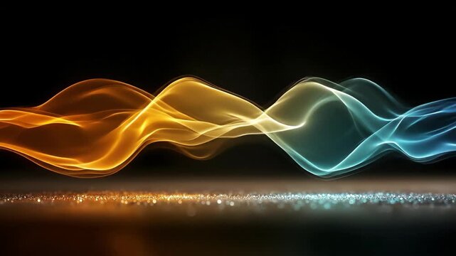 Abstract Colorful Light Waves Flowing Smoothly on Dark Background with Shiny Sparkles for Modern Digital Visuals