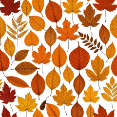 Autumn foliage, various leaf shapes and colors against black background
