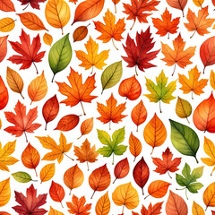 Fototapeta premium A vibrant fall leaves pattern, featuring diverse colors and shapes