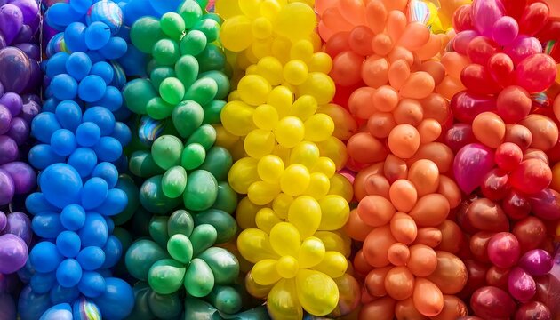 Bright Abstract Background Of Jumble Of Rainbow Colored Balloons Celebrating Gay Pride