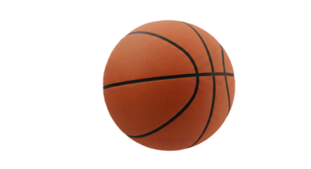 A basketball isolated on transparent background, capturing its classic look and feel in a simple studio shot