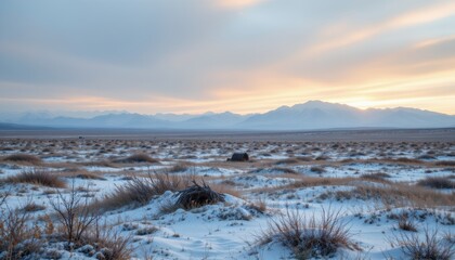 Winter Landscape with Distant Mountains