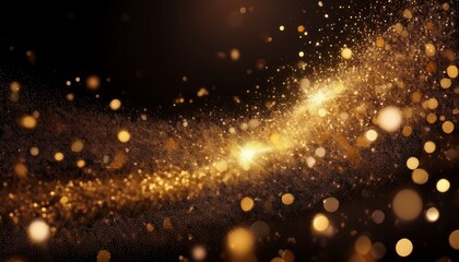 Golden Dust Shimmering Bokeh Glowing Gold Glitter Particles Abstract Background Warn Festive Overlay