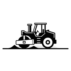 Naklejka premium Steamroller compacting the ground