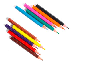 a set of colorful pencils isolated on a white background