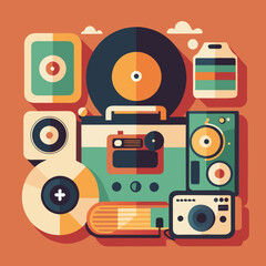 Analogue Tech Mix Vector Flat Lay