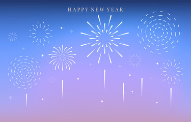Minimal outline firework on blue purple gradient background