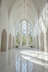 Interior of a Modern White Chapel