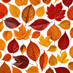 Fototapeta premium Vibrant fall leaves in a colorful mix against a black background