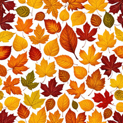Obraz premium Colorful, detailed autumn leaves on a black background, forming a pattern