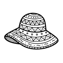 Hat outline tribal pattern doodle illustration design