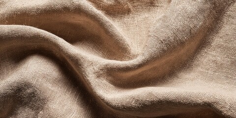 A soft and textured light beige linen fabric background with natural, gentle folds creates a warm and inviting atmosphere, perfect for flat lay compositions.