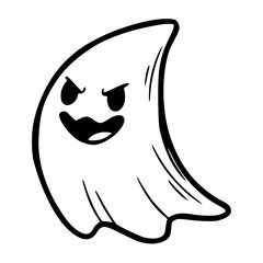 Ghost angry spooky cartoon creepy outline illustration