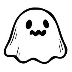 Ghost cute spooky cartoon smiling outline illustration