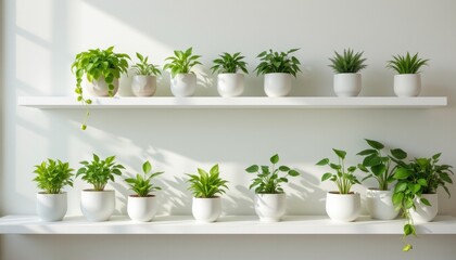 Potted Plants on Shelves