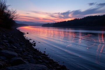 Serene River Sunset Reflection