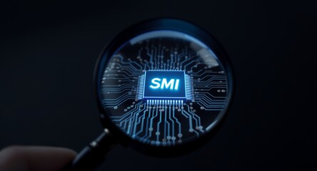 Microchip Technology Under Magnifying Glass, Electronic Circuitry Conceptual Image