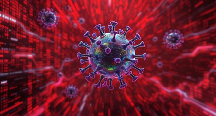 Microscopic View of a Deadly Pathogen in a Red Background