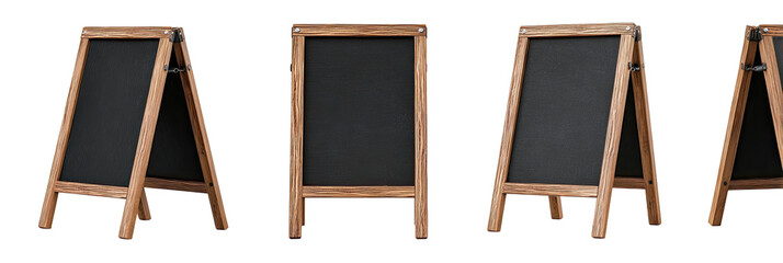 Three wooden A-frame chalkboards