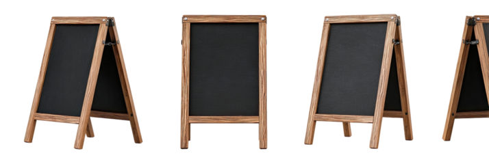 Three wooden A-frame chalkboards