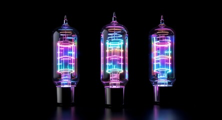 Neon Light Tubes Illuminated in a Dark Environment