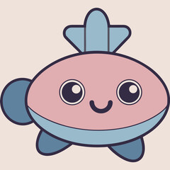 Fototapeta premium Happy Cartoon Fish Smiling with Cheerful Expression