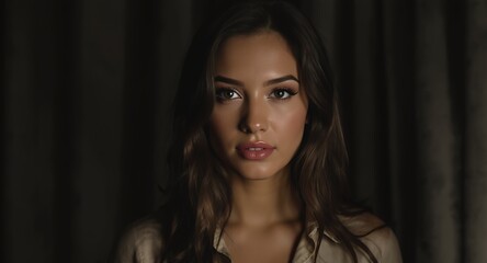 Portrait of a person with stunning beauty and captivating gaze in soft, dramatic lighting