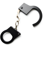Black handcuffs isolated on the white background.