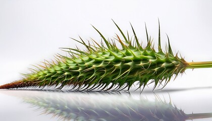 A Detailed Visualization Of A Single Weed With Spiky Branches Isolated On A Clean White Background