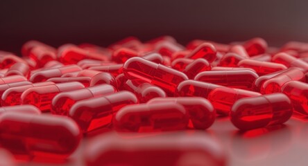 Red capsules, pharmaceutical drug, medical concept, medicine, health, treatment, pills.