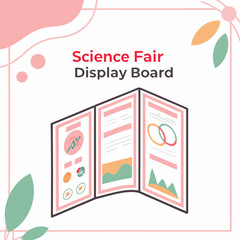 Colorful and modern science fair display board with text and graphics for educational projects and presentations