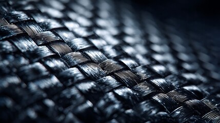 Abstract CloseUp of Dark Woven Synthetic Material Texture Detail Pattern