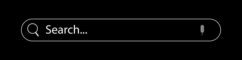 3D search bar Internet browser engine with black background.