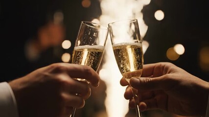 Celebrating with Champagne: Couple's Toast with Sparkling Wine and Festive Sparklers
