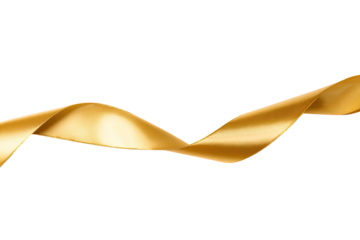 Gold ribbon, elegant and flowing, against a transparent backdrop